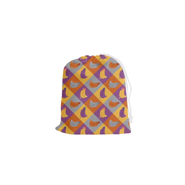 Chickens Pixel Pattern - Version 1b Drawstring Pouch (XS)