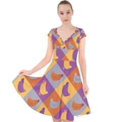 Chickens Pixel Pattern - Version 1b Cap Sleeve Front Wrap Midi Dress by wagnerps