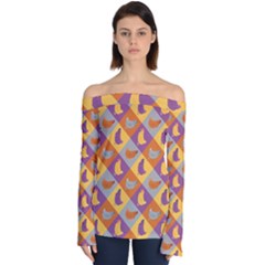 Chickens Pixel Pattern - Version 1b Off Shoulder Long Sleeve Top by wagnerps