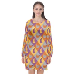 Chickens Pixel Pattern - Version 1b Long Sleeve Chiffon Shift Dress  by wagnerps