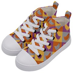 Chickens Pixel Pattern - Version 1b Kids  Mid-top Canvas Sneakers by wagnerps