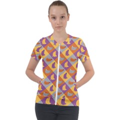 Chickens Pixel Pattern - Version 1b Short Sleeve Zip Up Jacket