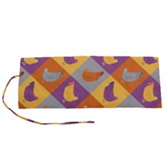 Chickens Pixel Pattern - Version 1b Roll Up Canvas Pencil Holder (s)