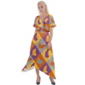 Chickens Pixel Pattern - Version 1b Cross Front Sharkbite Hem Maxi Dress View1