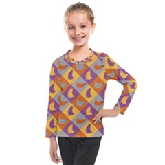 Chickens Pixel Pattern - Version 1b Kids  Long Mesh Tee