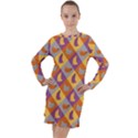 Chickens Pixel Pattern - Version 1b Long Sleeve Hoodie Dress View1