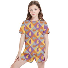 Chickens Pixel Pattern - Version 1b Kids  Tee And Sports Shorts Set by wagnerps