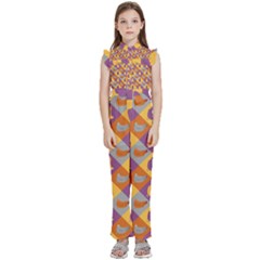 Chickens Pixel Pattern - Version 1b Kids  Sleeveless Ruffle Edge Band Collar Chiffon One Piece