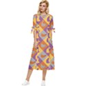 Chickens Pixel Pattern - Version 1b Bow Sleeve Chiffon Midi Dress View1