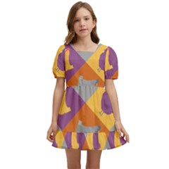 Chickens Pixel Pattern - Version 1b Kids  Short Sleeve Dolly Dress by wagnerps