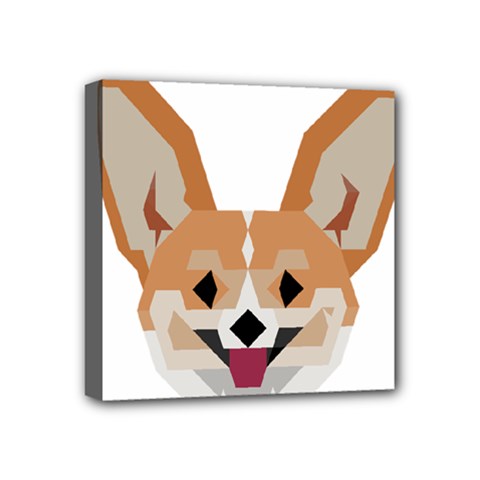 Cardigan Corgi face Mini Canvas 4  x 4  (Stretched)