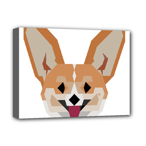 Cardigan Corgi face Deluxe Canvas 16  x 12  (Stretched) 