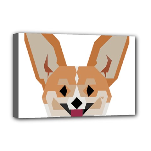 Cardigan Corgi face Deluxe Canvas 18  x 12  (Stretched)