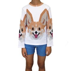 Cardigan Corgi face Kids  Long Sleeve Swimwear