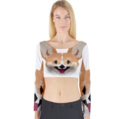 Cardigan Corgi Face Long Sleeve Crop Top