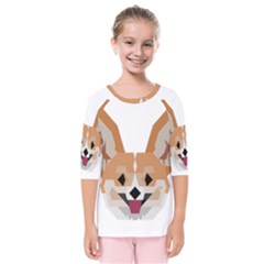 Cardigan Corgi face Kids  Quarter Sleeve Raglan Tee