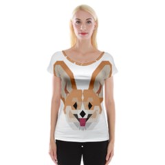 Cardigan Corgi face Cap Sleeve Top