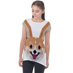 Cardigan Corgi face Cap Sleeve High Low Top