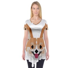 Cardigan Corgi face Short Sleeve Tunic 