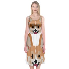 Cardigan Corgi face Midi Sleeveless Dress