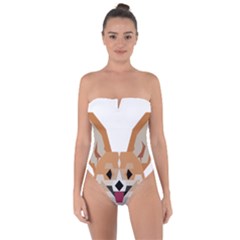 Cardigan Corgi face Tie Back One Piece Swimsuit