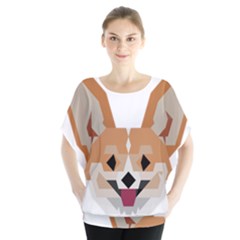 Cardigan Corgi face Batwing Chiffon Blouse