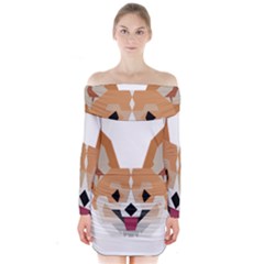 Cardigan Corgi face Long Sleeve Off Shoulder Dress