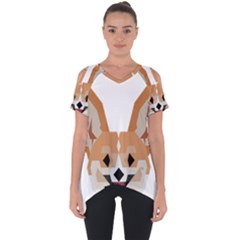 Cardigan Corgi Face Cut Out Side Drop Tee