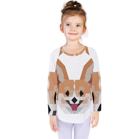 Cardigan Corgi Face Kids  Long Sleeve Tee by wagnerps