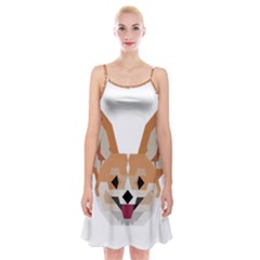 Cardigan Corgi face Spaghetti Strap Velvet Dress