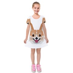 Cardigan Corgi Face Kids  Short Sleeve Velvet Dress by wagnerps