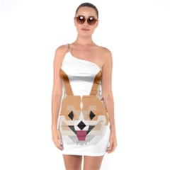 Cardigan Corgi face One Soulder Bodycon Dress