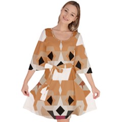 Cardigan Corgi face Velour Kimono Dress