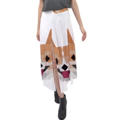 Cardigan Corgi face Velour Split Maxi Skirt