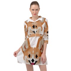 Cardigan Corgi face Mini Skater Shirt Dress