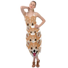 Cardigan Corgi face Layered Bottom Dress