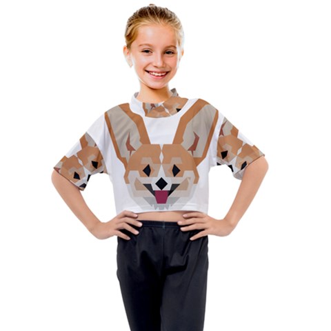 Cardigan Corgi Face Kids Mock Neck Tee by wagnerps