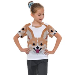 Cardigan Corgi face Kids  Mesh Piece Tee