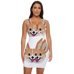 Cardigan Corgi face Draped Bodycon Dress