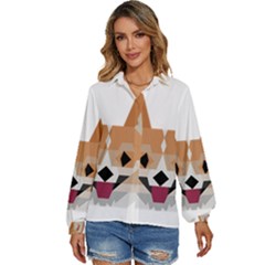 Cardigan Corgi Face Women s Long Sleeve Button Down Shirt