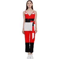 Erzya Flag V-neck Spaghetti Strap Tie Front Jumpsuit by tony4urban