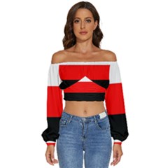 Erzya Flag Long Sleeve Crinkled Weave Crop Top