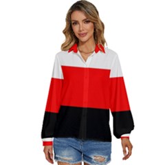 Erzya Flag Women s Long Sleeve Button Down Shirt