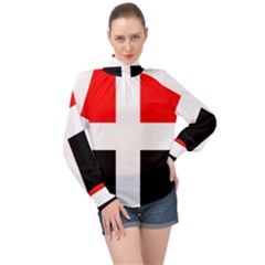 Arpitania Flag High Neck Long Sleeve Chiffon Top