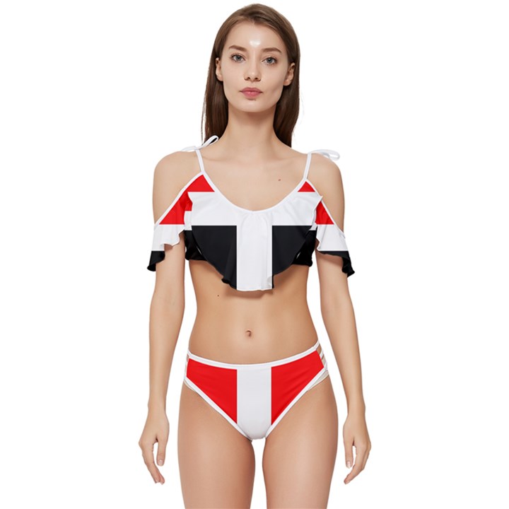 Arpitania Flag Ruffle Edge Tie Up Bikini Set	