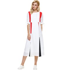 Arpitania Flag Bow Sleeve Chiffon Midi Dress