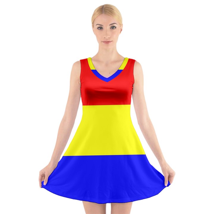 Budapest Flag V-Neck Sleeveless Dress