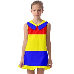 Budapest Flag Kids  Pilgrim Collar Ruffle Hem Dress