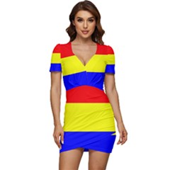 Budapest Flag Low Cut Cap Sleeve Mini Dress