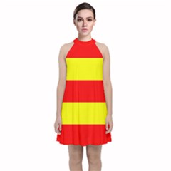 Aust Agder Flag Velvet Halter Neckline Dress  by tony4urban